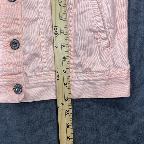 Bullhead Peach Sleeveless Denim Vest Frayed Armholes Button Front Womens Size M - Picture 8 of 9